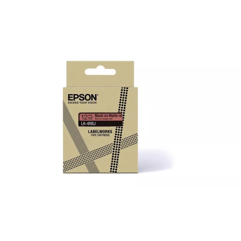 Fita de etiquetas Epson LK-4RBJ preto vermelho transferência térmica 1,2 cm