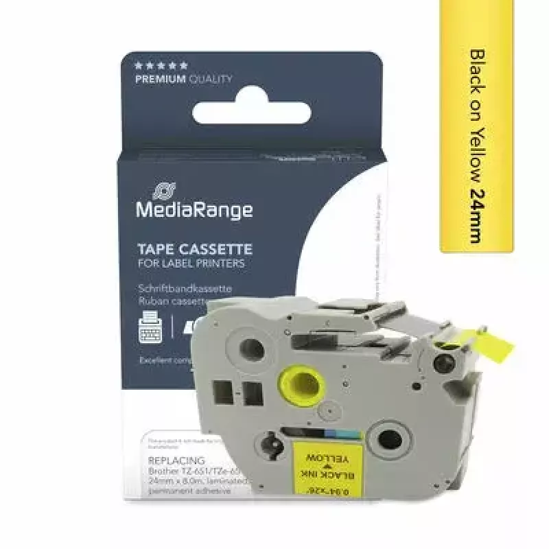 Fita para impressora MediaRange MRBTZ651 preto 2,4 cm 8 m
