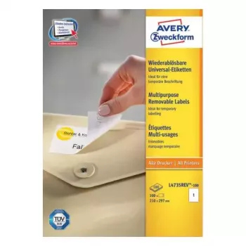 Etiqueta autocolante Avery L4735REV-100 retângulo arredondado removível branco