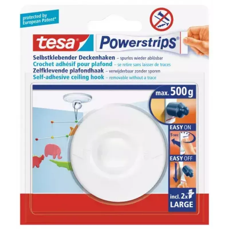 Crochet de parede Tesa 58029-00020 branco — 1 unidade, crochet doméstico autocolante