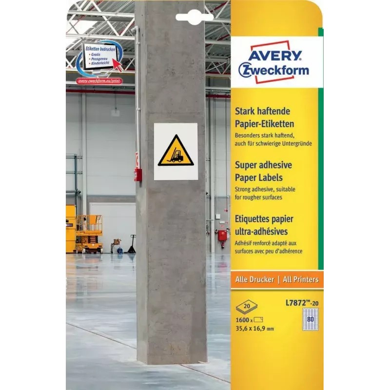 Etiqueta autocolante retangular AVERY L7872-20