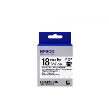 Cartucho de etiquetas Epson transparente LK-5TBN preto/transparente 18mm (9m)