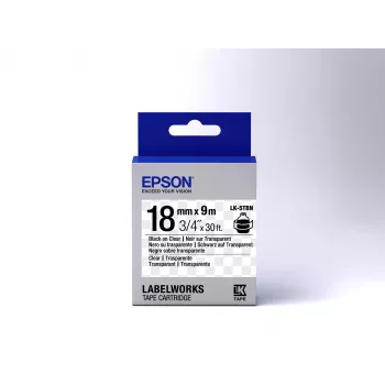 Cartucho de etiquetas Epson transparente LK-5TBN preto/transparente 18mm (9m)