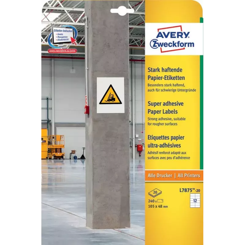 Etiqueta autocolante retangular Avery L7875-20