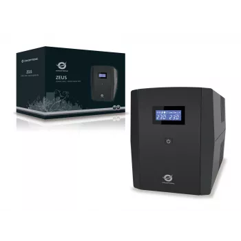 UPS Conceptronic ZEUS 1200VA 720W, tomada IEC + Schuko, line-interactive, 1,2 kVA, 720 W, 220 V, 240 V, 220 V