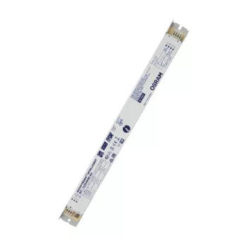 Balastro eletrónico Osram QTi 1X35/49/80 GII — vida útil 100000 h, AC 198–264 V, 50/60 Hz, corrente de entrada 53 A, 360×30×21 mm