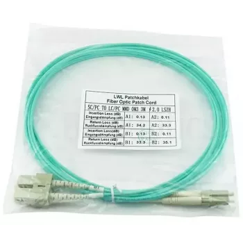 BlueOptics Cabo patch de fibra ótica LC-SC multimodo OM3 duplex, LC-UPC/SC-UPC, 2 m, bege (compatível com Corning 055702K512000002M)