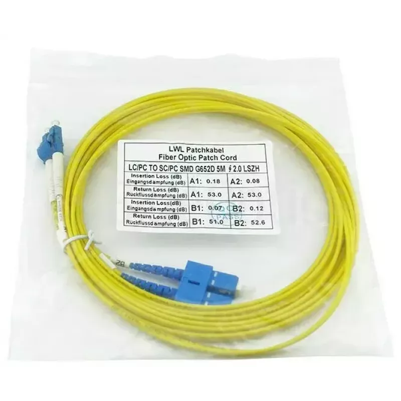 BlueOptics 047202G512000007.5M Cabo patch de fibra ótica LC-SC monomodo duplex, LC-UPC/SC-UPC, 7,5 m, bege