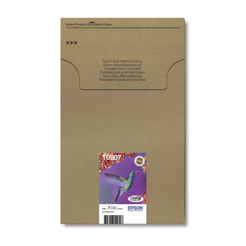 Multipack de cartuchos de tinta Epson Hummingbird T0807 — 6 cores (preto, ciano, ciano claro, magenta claro, magenta, amarelo)