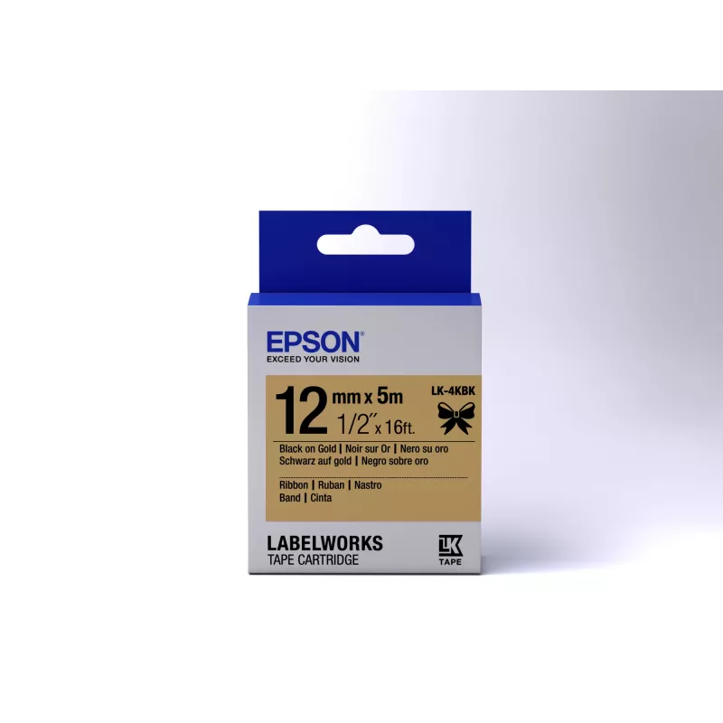 Epson Cartucho de etiquetas Satin Ribbon LK-4KBK preto/dourado 12mm (5m)