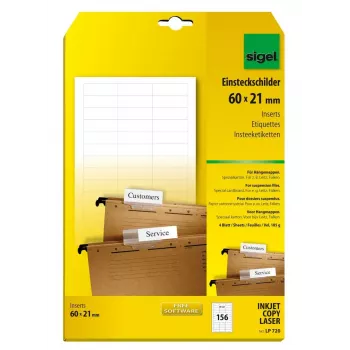 Etiquetas não adesivas Sigel LP720 156 unid. branco retangular