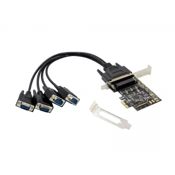 Placa serial Conceptronic 4 portas DB9 RS232 PCIe, PCIe, RS-232, PCIe 2.0, RS-232, preto, China