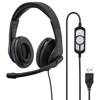Hama HS-USB300 Auscultadores com microfone PC Office, com fio, USB, preto