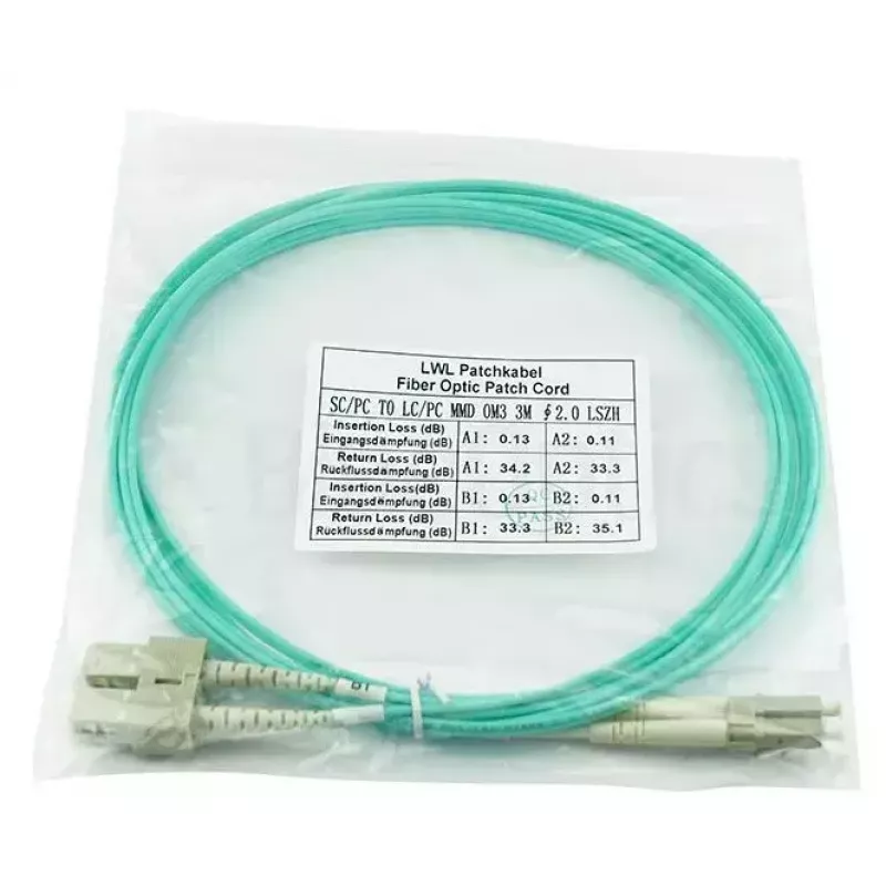 BlueOptics Cabo patch de fibra ótica LC-SC multimodo OM3 duplex, LC-UPC/SC-UPC, 3 m, bege (compatível com Corning 055702T512000003M)