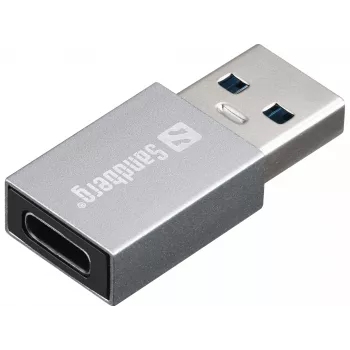 Dongle Sandberg USB-A para USB-C, USB-A, USB-C, alumínio