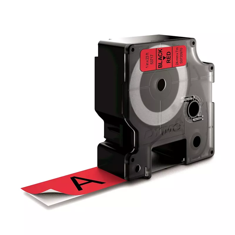 DYMO Etiquetas Authentic D1 | 24 mm x 7 m rolo | Impressão preta sobre vermelho | Etiquetas autoadesivas para impressoras de etiquetas LabelManager