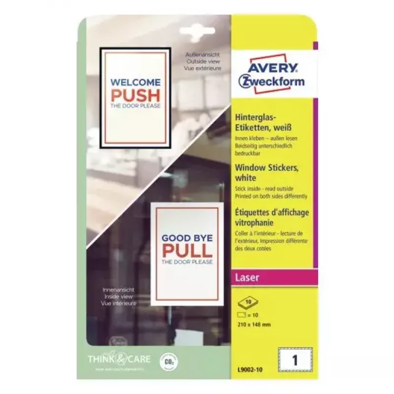 Avery Window Stickers etiqueta autocolante para impressora A5 branco 10 unid.