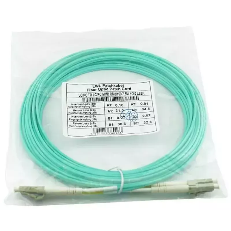 BlueOptics 050502T512000002M Cabo patch de fibra ótica LC-LC multimodo OM3 duplex, LC-UPC, 2 m, bege