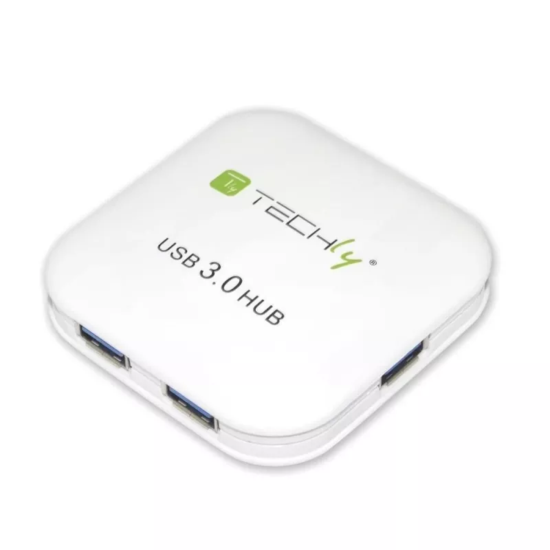 Hub USB 3.0 Super Speed Techly 4 portas branco IUSB3-HUB4-WH, USB 3.2 Gen 1 (3.1 Gen 1) Type-A, 5000 Mbit/s, branco, 0,8 m, CE, RoHS, USB 2.0 USB 1.1