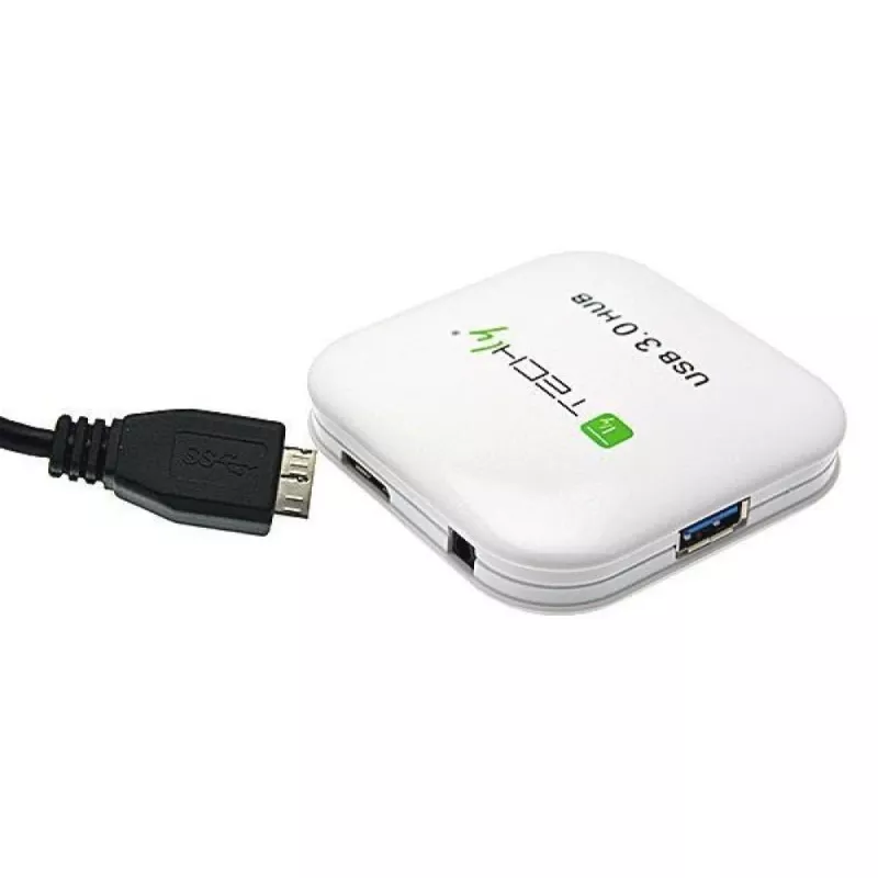 Hub USB 3.0 Super Speed Techly 4 portas branco IUSB3-HUB4-WH, USB 3.2 Gen 1 (3.1 Gen 1) Type-A, 5000 Mbit/s, branco, 0,8 m, CE, RoHS, USB 2.0 USB 1.1