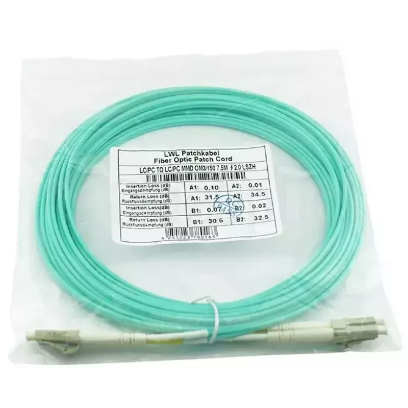 BlueOptics 050502K512000010M Cabo patch de fibra ótica LC-LC multimodo OM3 duplex, LC-UPC, 10 m, bege