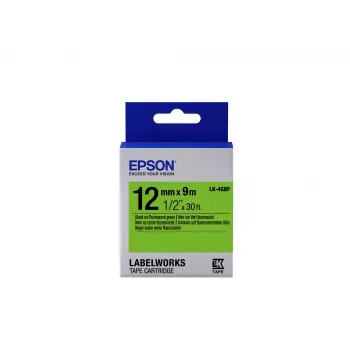 Cartucho de etiquetas Epson Fluorescente LK-4GBF Preto/Verde 12mm (9m)
