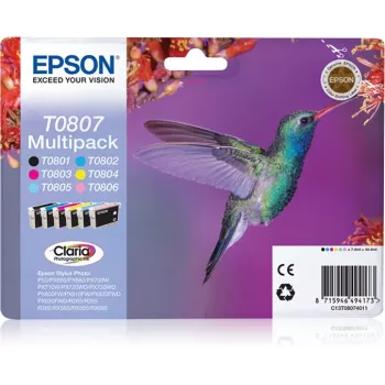 Epson Hummingbird Multipack 6 cores T0807 Tinta Claria Photo