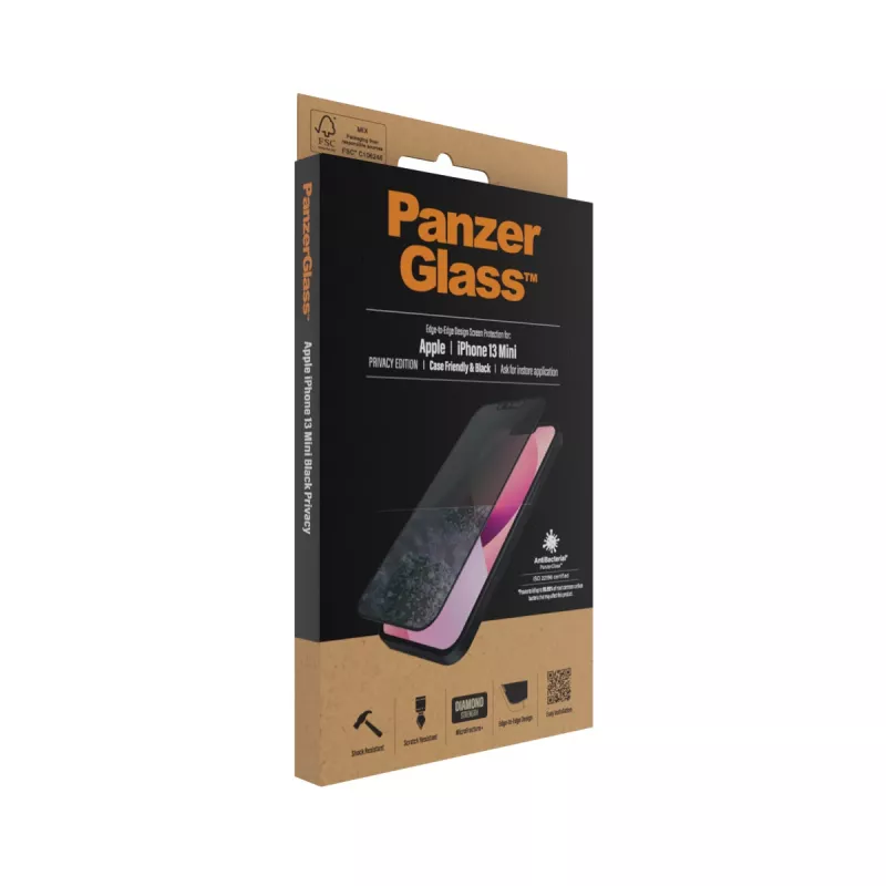 PanzerGlass protetor de ecrã de privacidade Apple iPhone 13 Mini Edge-to-Edge resistente a riscos e choques