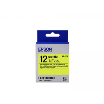Cartucho de etiquetas Epson fluorescente LK-4YBF preto/amarelo 12mm (9m)