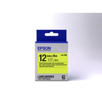 Cartucho de etiquetas Epson fluorescente LK-4YBF preto/amarelo 12mm (9m)