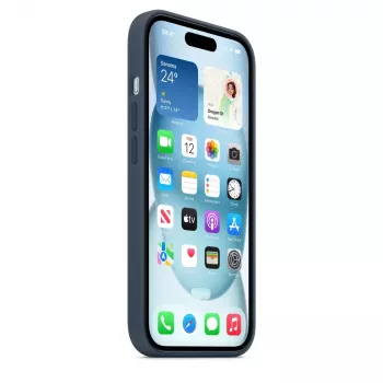 Capa de silicone para Apple iPhone 15 MagSafe Storm Blue