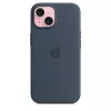 Capa de silicone para Apple iPhone 15 MagSafe Storm Blue