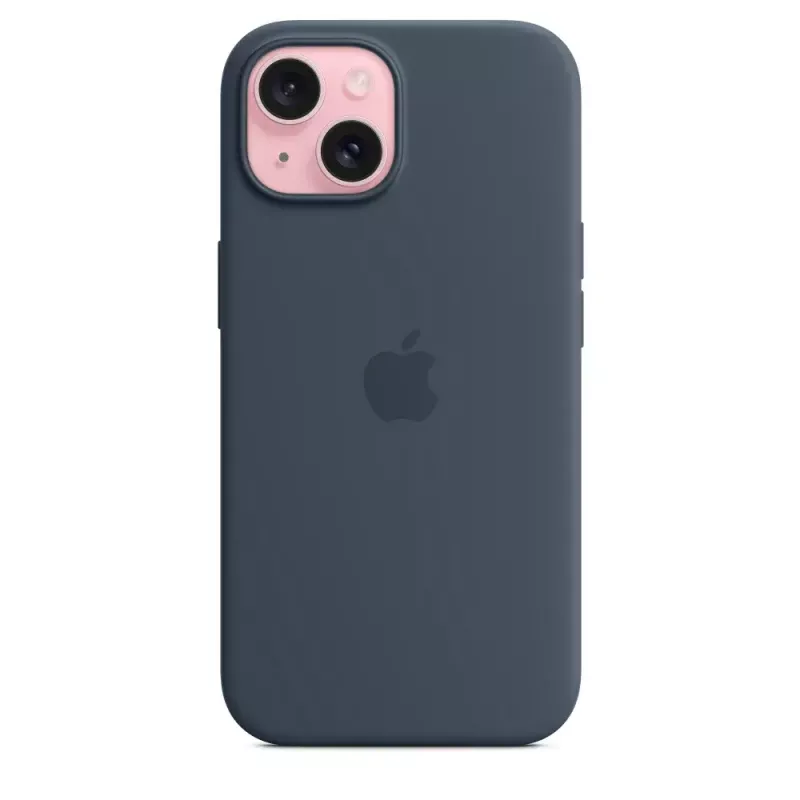 Capa de silicone para Apple iPhone 15 MagSafe Storm Blue