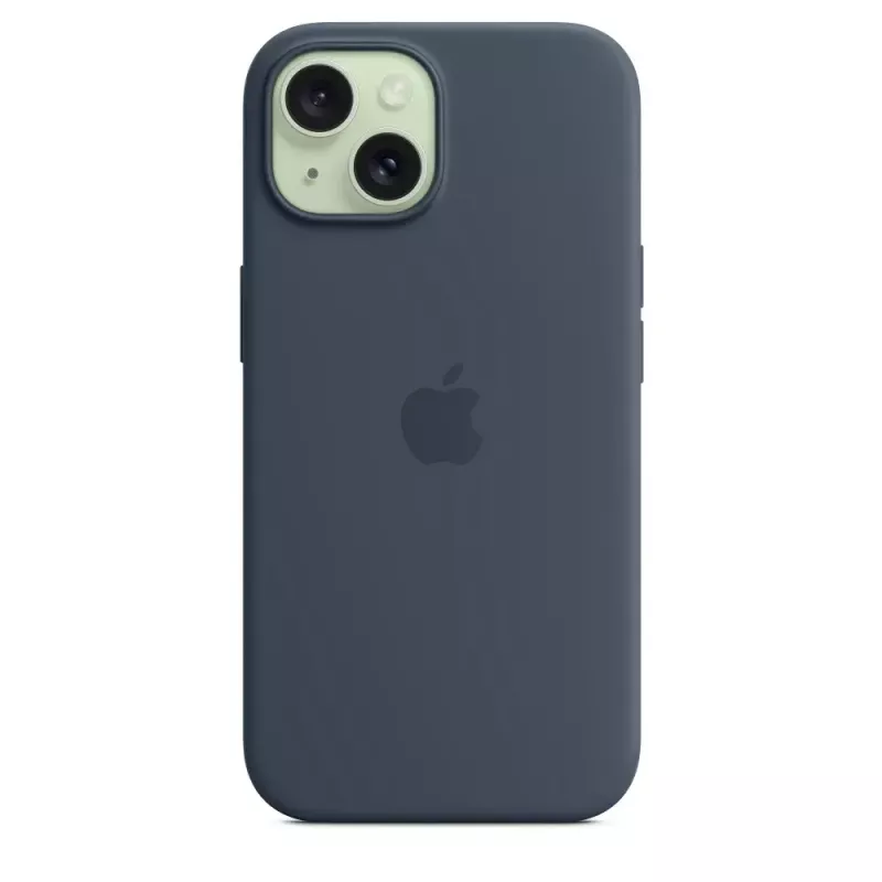 Capa de silicone para Apple iPhone 15 MagSafe Storm Blue