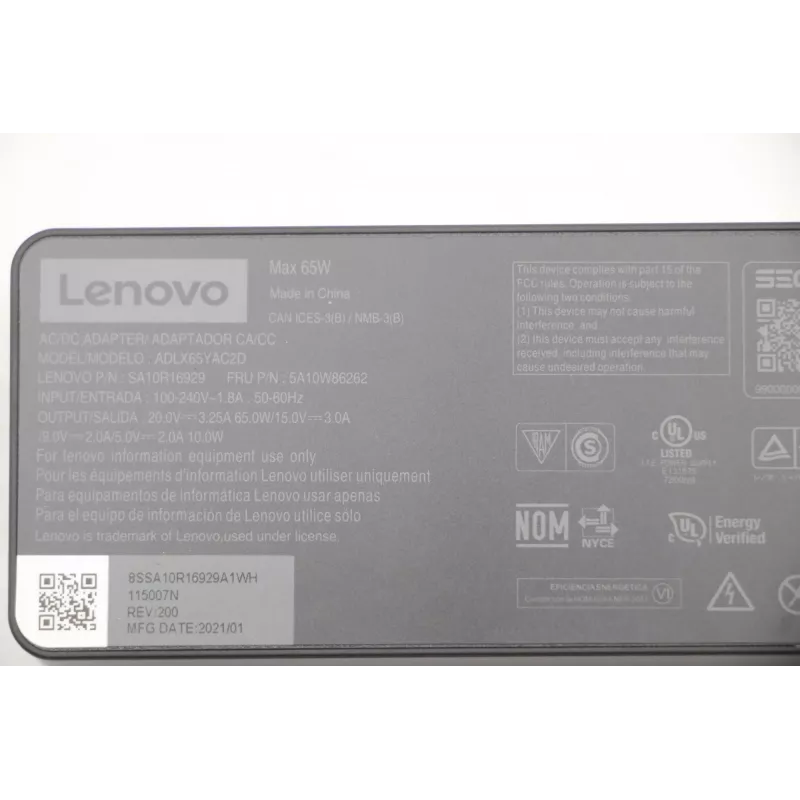 Fonte de alimentação Lenovo 5A10W86262 para interiores 65 W preto