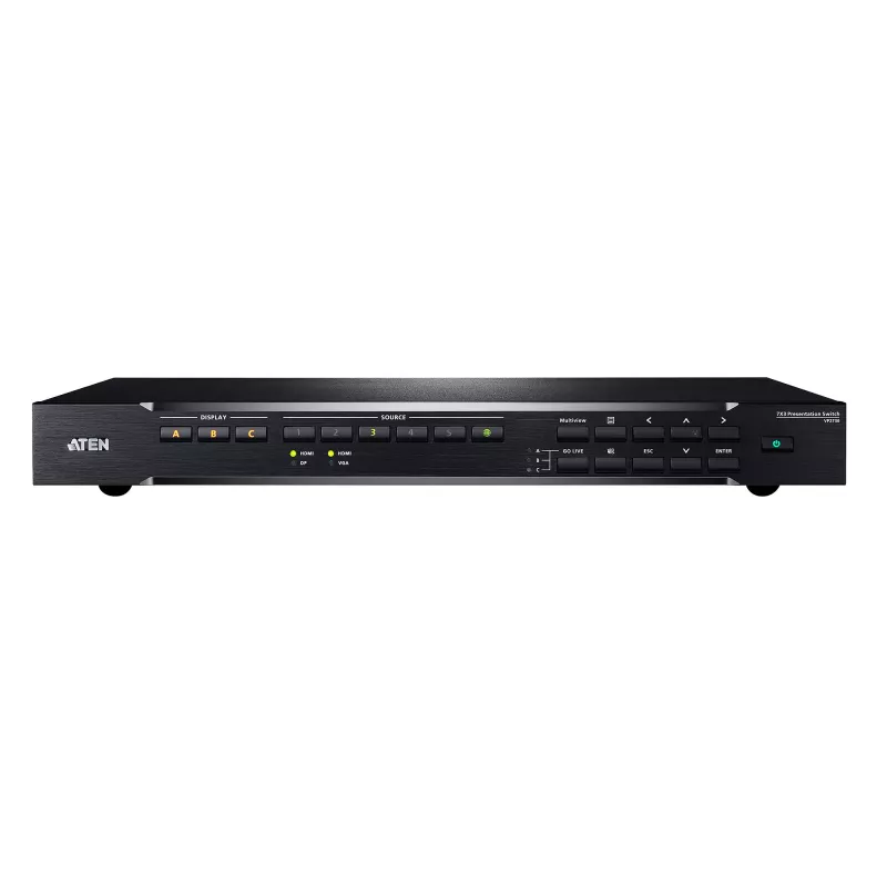 Comutador de apresentação ATEN 7 x 3, HDMI, metal, preto, 60 Hz, 1080p, 1920 x 1200 píxeis