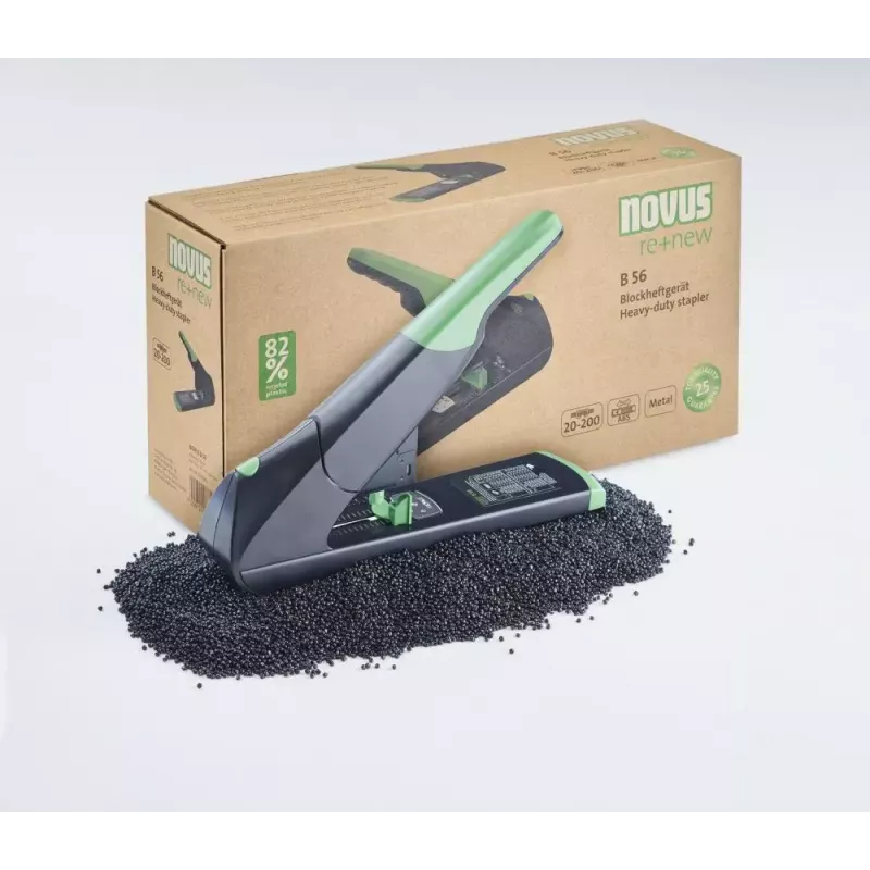 Agrafador Novus B 56 re+new preto verde capacidade 200 folhas
