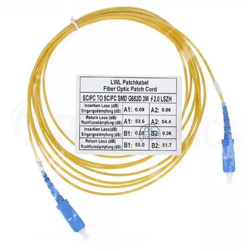Cabo de fibra ótica BlueOptics SFP2222BU10MK SC G.657.A1 10 m amarelo