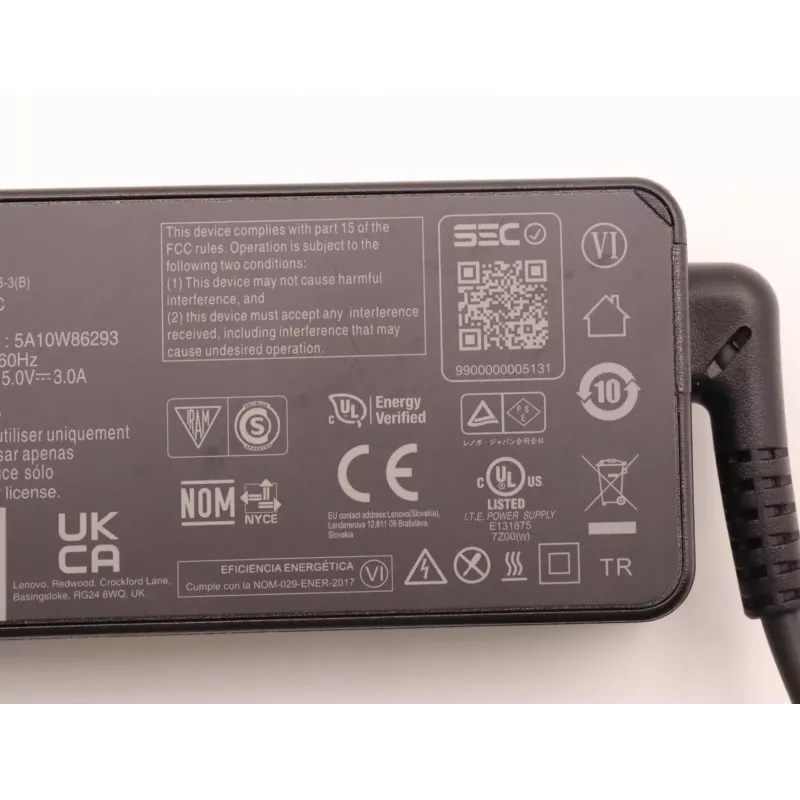 Adaptador de alimentação Lenovo 5A10W86293 interior 45 W preto