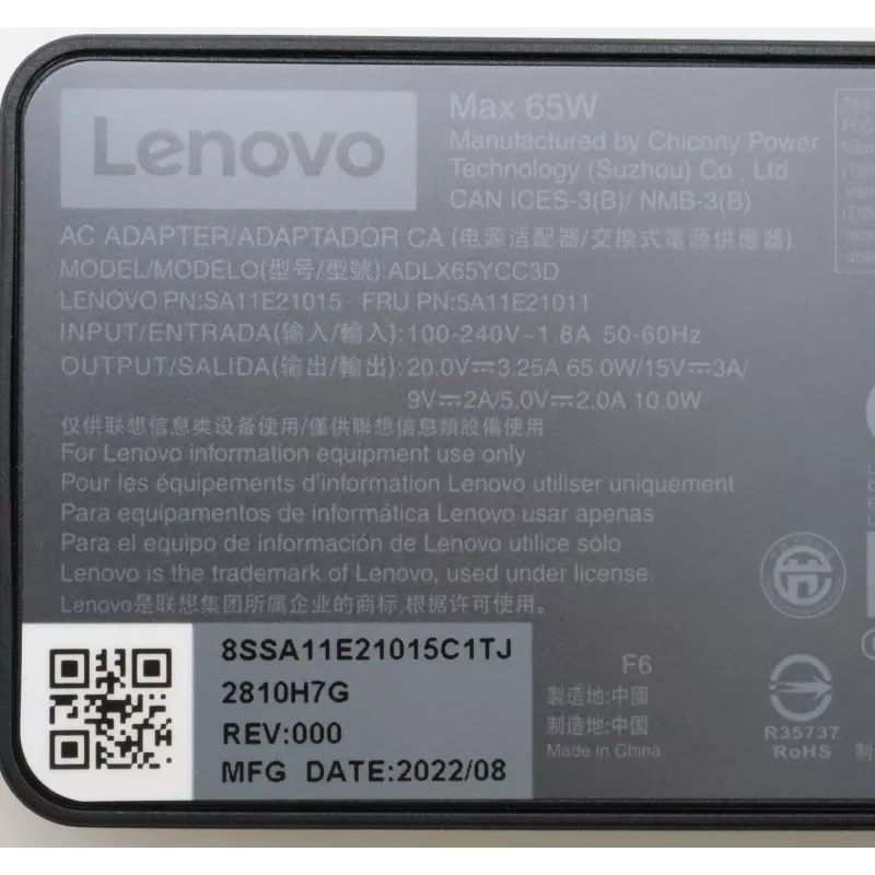 Fonte de alimentação Lenovo 5A11E21011 para interiores 45 W preto