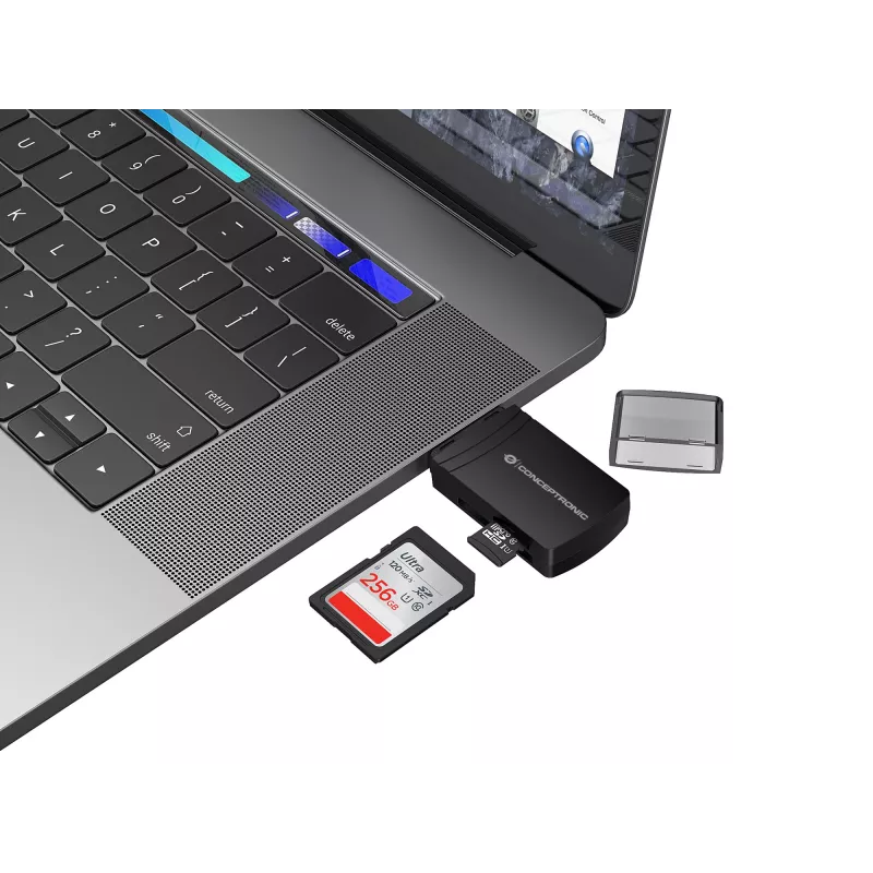 Conceptronic BIAN06B Leitor de cartões SD TF/MicroSD 4.0, UHS-II, USB 3.0, 5 Gbit/s