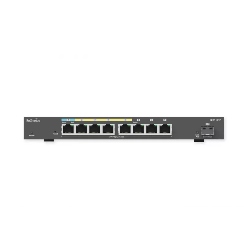 Extensor de switch gerido EnGenius, inteligente, 9 portas GbE, af/at/bt, potência PoE dependente da potência da porta PD