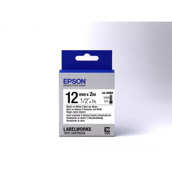 Cassete de etiquetas Epson resistente ao calor LK-4WBH preto/branco 12mm (2m)