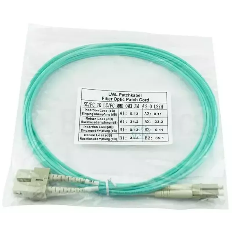 BlueOptics cabo patch de fibra ótica LC-SC multimodo OM3 duplex, LC-UPC/SC-UPC, 10 m, bege (compatível com Corning 055702T512000010M)