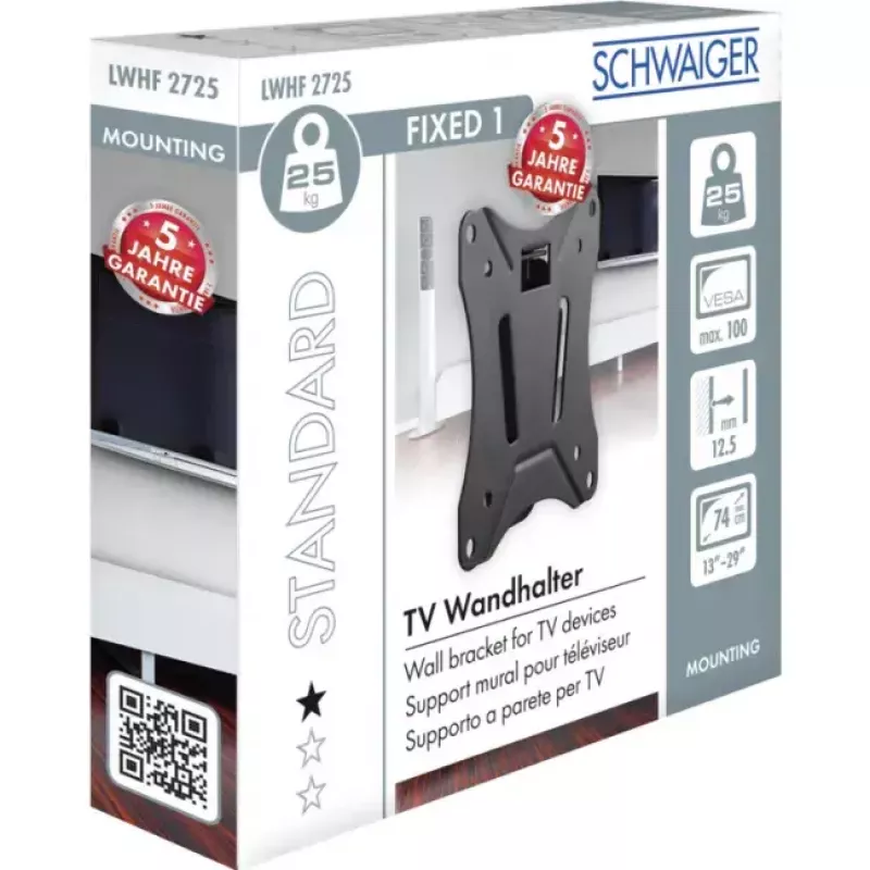 Suporte de parede Schwaiger LWHF2725 513 preto