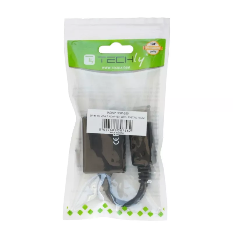 Adaptador Techly DisplayPort DP para VGA M F IADAP DSP-250, 0,07 m, DisplayPort, 2 x VGA (D-Sub), macho, fêmea, 1920 x 1200 píxeis