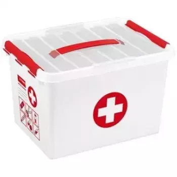 Caixa de armazenamento Sunware Q-line retangular vermelho branco