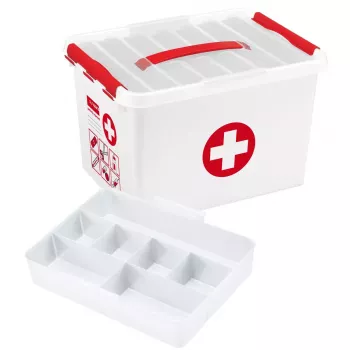 Caixa de armazenamento Sunware Q-line retangular vermelho branco