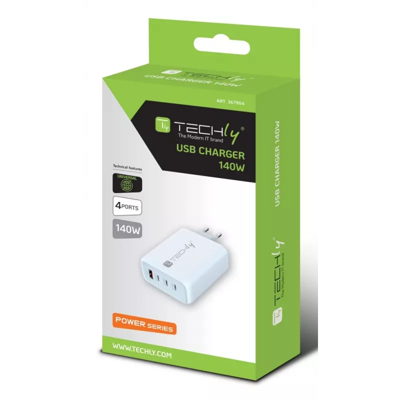 Techly IPW-PD140W-WH carregador móvel powerbank, smartphone, tablet, universal branco AC carregamento rápido interior