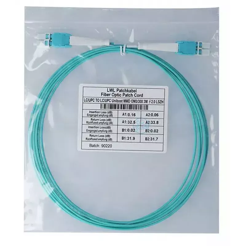 BlueOptics 797902TD120003M cabo patch de fibra ótica LC-LC multimodo OM3 Uniboot duplex, LC-UPC, 3 m, bege